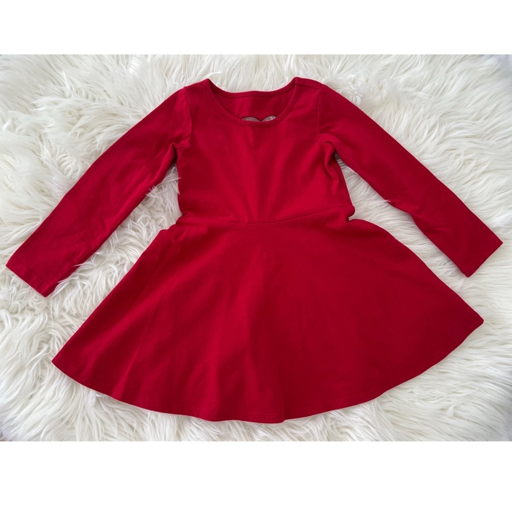 The Children's Place Long Sleeve Red Skater Dress w/ Heart Cutout | Girl 3T